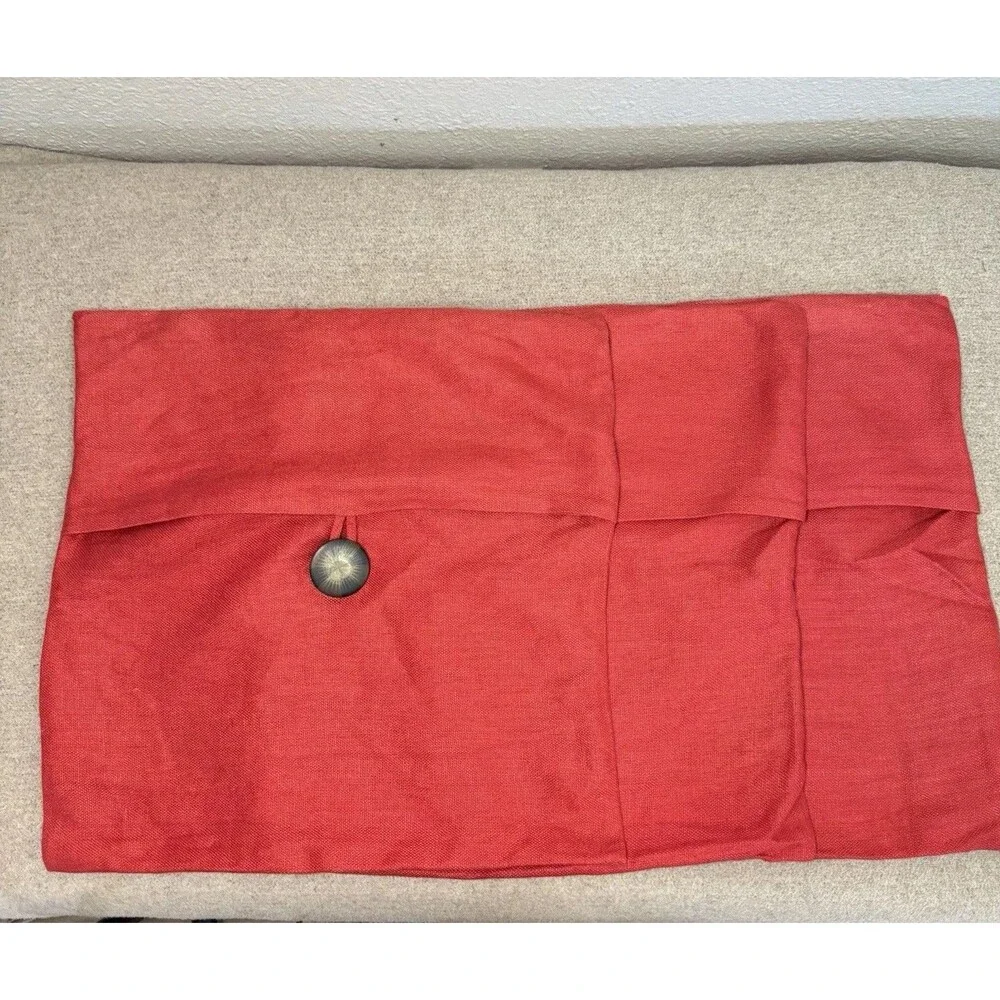Pottery Barn Linen Shams Set of 3 Throw Pillow 18x18 Red Decorative Farmhouse